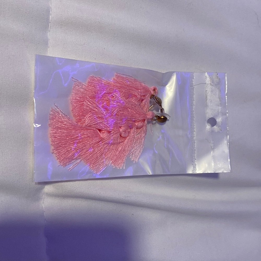 pink string earrings